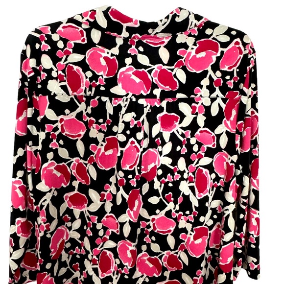 Alfani Tunic Collared Long Sleeve Black & Pink Floral  Size 2X - Picture 16 of 16